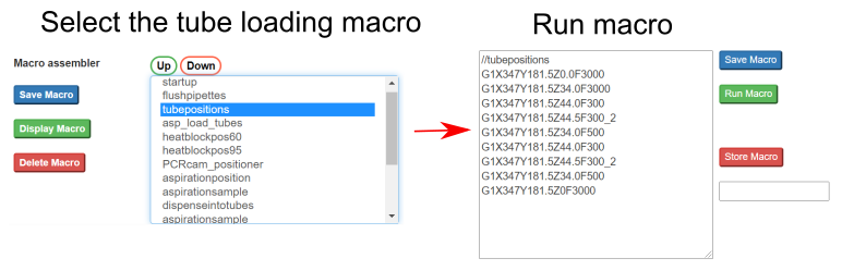LabBot robotic scheduler software - select and run tube loading macro